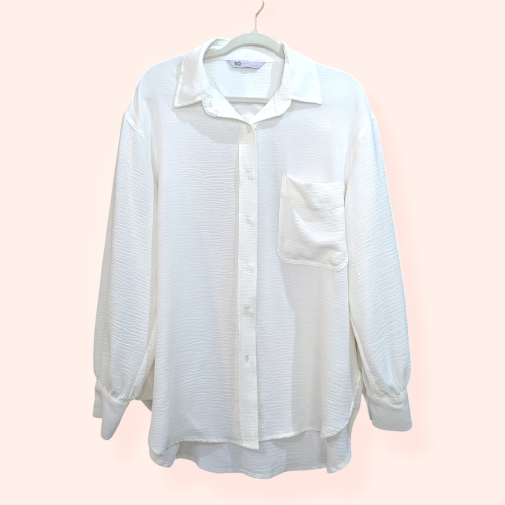 Cute flowy dress shirt, women's size L, brand: SO Goods for Life